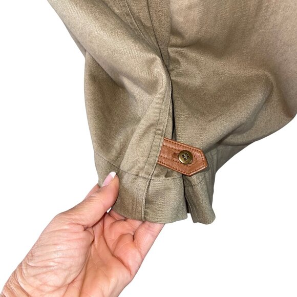 Together Vintage Womens Military Trench Coat Size 10 Khaki Green Button Lined - Picture 11 of 16
